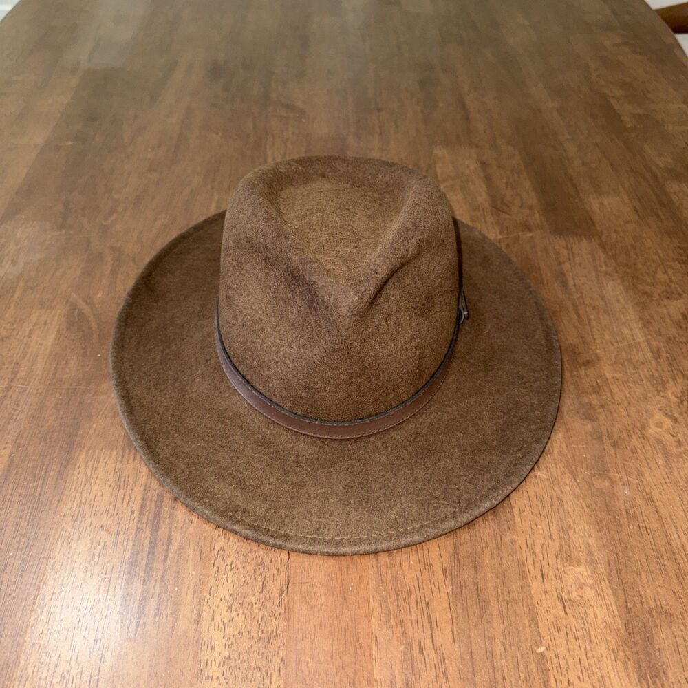 Pendleton AB196-71018 Men’s Wool Felt Outback Fedora Hat Brown Western Cowboy - Picture 3 of 12